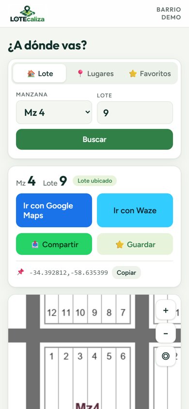 Pantalla con los campos Manzana y Lote