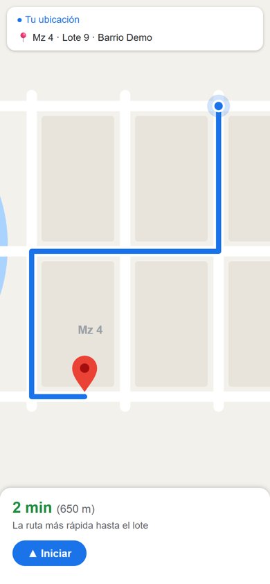 Mapa con la ruta hasta el lote